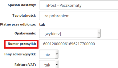 Nadawanie numeru przesyłki na przykładzie integracji z InPost - Paczkomaty