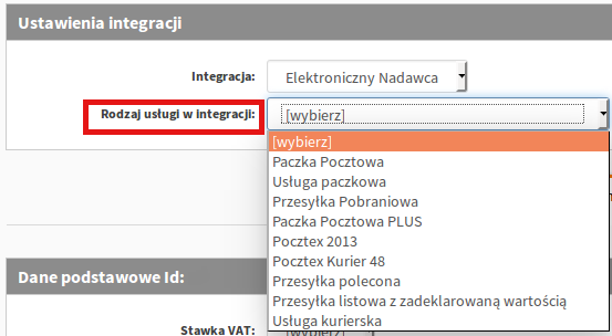 Ustawienia integracji dla Elektronicznego Nadawcy Poczty Polskiej